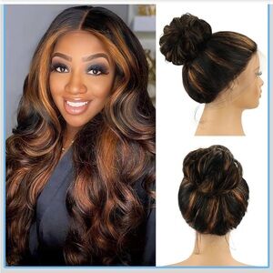 Smiles & Grins 360 Wig Human Hair Full Lace 20 Inch 200 Density 1B/30 Highlight